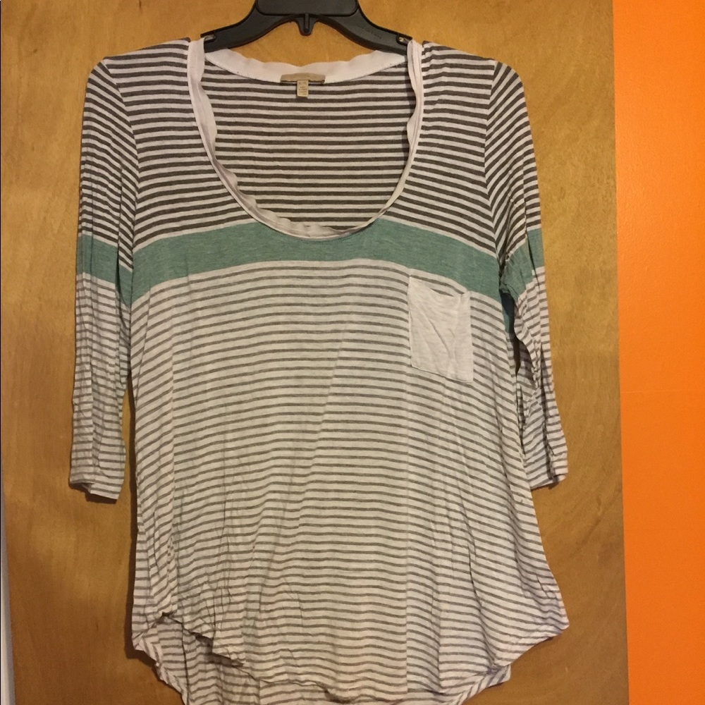 Anthropologie Bordeaux 3/4 sleeve top